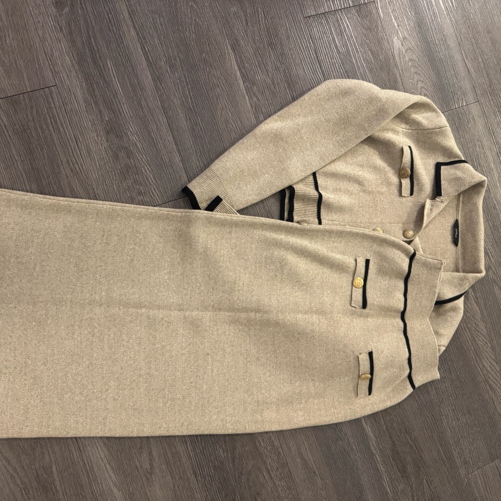 Beige Skirt Suit with Black Trim